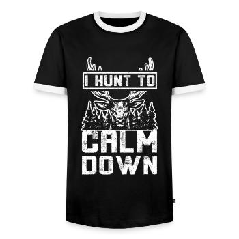 Je chasse le cerf pour se calmer - T-shirt contrasté Homme - noir/blanc - Devant - AI Model Female 172 light (172cm) & AI Model Male 178 light (178cm)