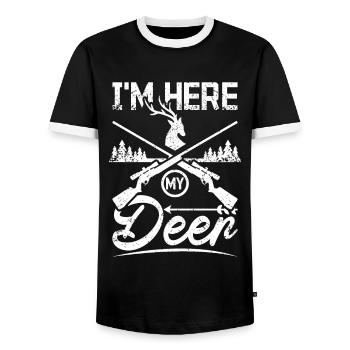 Chasse au chevreuil, je suis ici mon cerf - T-shirt contrasté Homme - noir/blanc - Devant - AI Model Female 172 light (172cm) & AI Model Male 178 light (178cm)