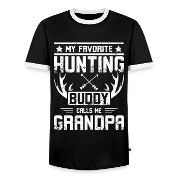 Mon compagnon de chasse préféré m’appelle grand-père - T-shirt contrasté Homme - noir/blanc - Devant - AI Model Female 172 light (172cm) & AI Model Male 178 light (178cm)