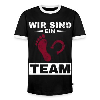 Pferd Reiter Reiten Pferde Liebe - Männer Kontrast-T-Shirt - Schwarz/Weiß - Vorne - AI Model Female 172 light (172cm) & AI Model Male 178 light (178cm)