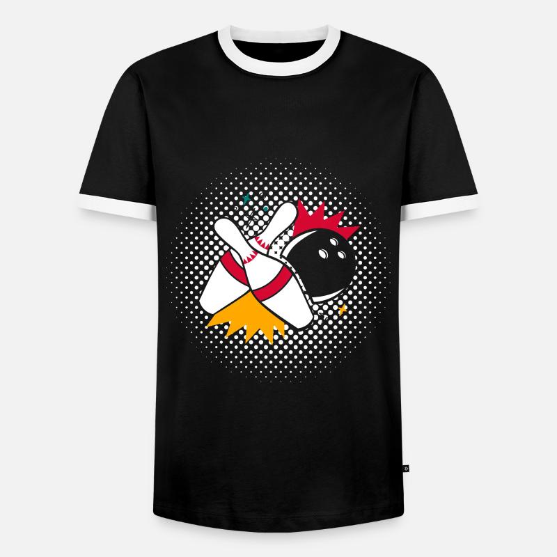 Bowlingkugel mit Pin - Männer Kontrast-T-Shirt - Schwarz/Weiß