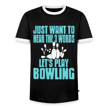 Permet de jouer au bowling - T-shirt contrasté Homme - noir/blanc - Devant - AI Model Female 172 light (172cm) & AI Model Male 178 light (178cm)