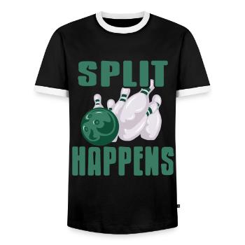 Split Happens - Men's Ringer Shirt - black/white - Front - AI Model Female 172 light (172cm) & AI Model Male 178 light (178cm)