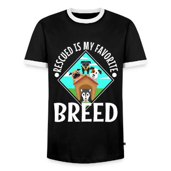 Rescued est ma race préférée - T-shirt contrasté Homme - noir/blanc - Devant - AI Model Female 172 light (172cm) & AI Model Male 178 light (178cm)
