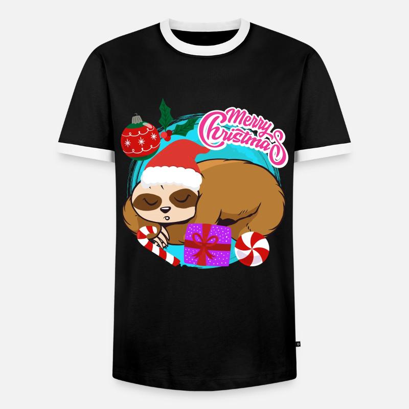 Sloth Christmas Merry Christmas - Men's Ringer Shirt - black/white