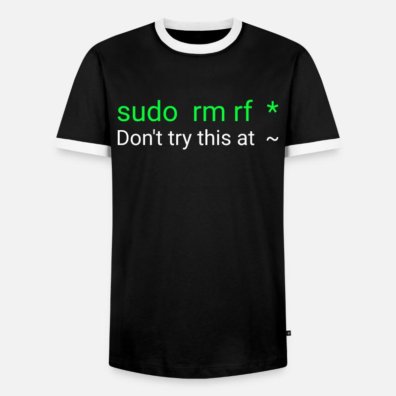 Linux sudo rm rf - Men's Ringer Shirt - black/white