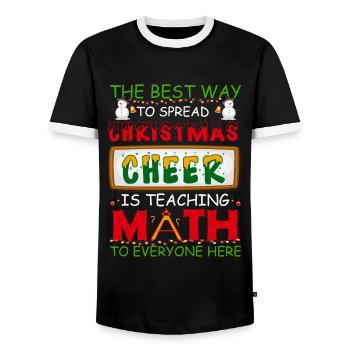 Ugly Christmas Math Teacher Norwegian Pattern - Men's Ringer Shirt - black/white - Front - AI Model Female 172 light (172cm) & AI Model Male 178 light (178cm)