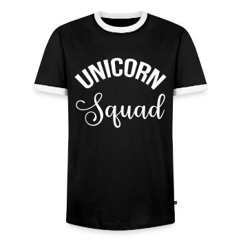 Einhorn Squad Unicorn - Men's Ringer Shirt - black/white - Front - AI Model Female 172 light (172cm) & AI Model Male 178 light (178cm)