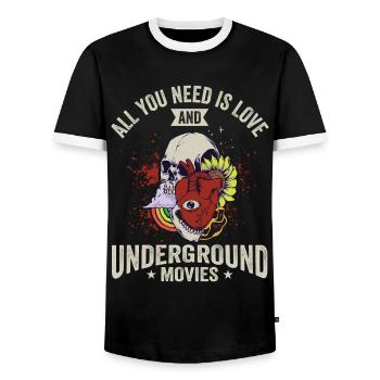 Underground Film, Independent Cinema, Horror - Männer Kontrast-T-Shirt - Schwarz/Weiß - Vorne - AI Model Female 172 light (172cm) & AI Model Male 178 light (178cm)