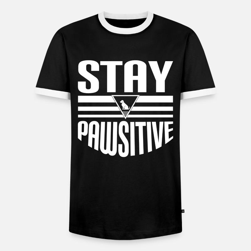 Stay Pawsitive - Men's Ringer Shirt - black/white
