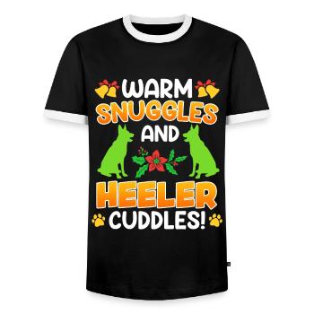 Australian Cattle Dog Warm Snuggles and Heeler - Männer Kontrast-T-Shirt - Schwarz/Weiß - Vorne - AI Model Female 172 light (172cm) & AI Model Male 178 light (178cm)