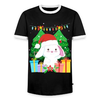 Arbre de Noël mignon Haase - T-shirt contrasté Homme - noir/blanc - Devant - AI Model Female 172 light (172cm) & AI Model Male 178 light (178cm)