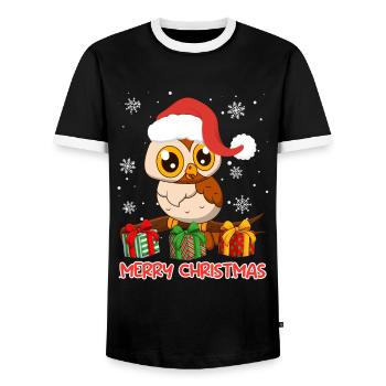 Joyeux Noël Hibou Noël - T-shirt contrasté Homme - noir/blanc - Devant - AI Model Female 172 light (172cm) & AI Model Male 178 light (178cm)