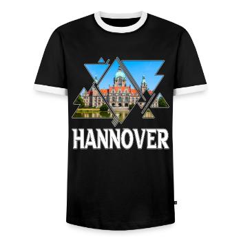 Hanovre Allemagne Ville Skyline Home Love - T-shirt contrasté Homme - noir/blanc - Devant - AI Model Female 172 light (172cm) & AI Model Male 178 light (178cm)