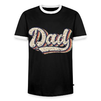 Retro Vintage Daddy 60s 70s 80s 90 Party Costume - Men's Ringer Shirt - black/white - Front - AI Model Female 172 light (172cm) & AI Model Male 178 light (178cm)
