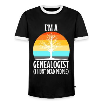 I hunt dead people - Men's Ringer Shirt - black/white - Front - AI Model Female 172 light (172cm) & AI Model Male 178 light (178cm)