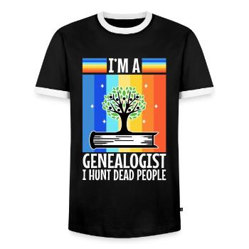 I hunt dead people - Men's Ringer Shirt - black/white - Front - AI Model Female 172 light (172cm) & AI Model Male 178 light (178cm)