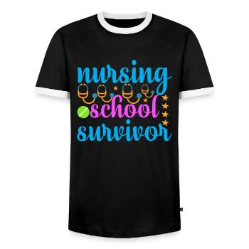 Krankenschwester Krankenhaus Not - Männer Kontrast-T-Shirt - Schwarz/Weiß - Vorne - AI Model Female 172 light (172cm) & AI Model Male 178 light (178cm)