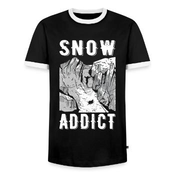 Skifahrer Skifahren Alpin Schnee süchtig Skifahren - Männer Kontrast-T-Shirt - Schwarz/Weiß - Vorne - AI Model Female 172 light (172cm) & AI Model Male 178 light (178cm)