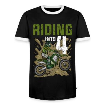Fahren in 4 Dirt Bike Motocross Geburtstag - Männer Kontrast-T-Shirt - Schwarz/Weiß - Vorne - AI Model Female 172 light (172cm) & AI Model Male 178 light (178cm)