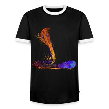 Cobra coloré - T-shirt contrasté Homme - noir/blanc - Devant - AI Model Female 172 light (172cm) & AI Model Male 178 light (178cm)