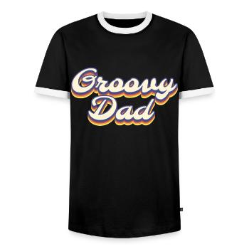 Retro Vintage Daddy 60s 70s 80s 90 Party Costume - Men's Ringer Shirt - black/white - Front - AI Model Female 172 light (172cm) & AI Model Male 178 light (178cm)