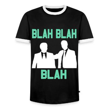 Boring in the office - Blah Blah Blah - Men's Ringer Shirt - black/white - Front - AI Model Female 172 light (172cm) & AI Model Male 178 light (178cm)