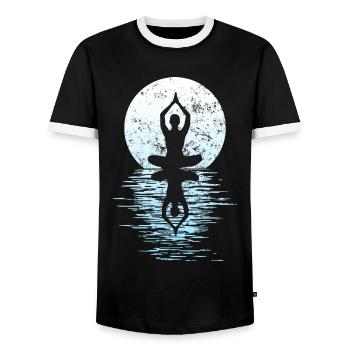 Yogi Yogini Health Meditation Outfits Girls - Men's Ringer Shirt - black/white - Front - AI Model Female 172 light (172cm) & AI Model Male 178 light (178cm)