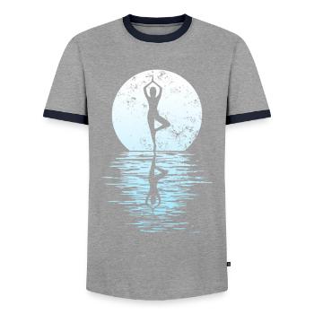 Yogi Yogini Health Meditation Outfits Girls - Men's Ringer Shirt - grey/navy  - Front - AI Model Female 172 light (172cm) & AI Model Male 178 light (178cm)