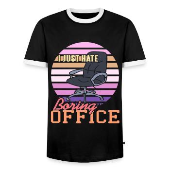 I just hate Boring Office - Men's Ringer Shirt - black/white - Front - AI Model Female 172 light (172cm) & AI Model Male 178 light (178cm)