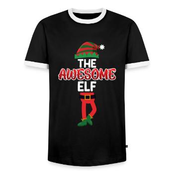 The awesome Elf incredible elf - Men's Ringer Shirt - black/white - Front - AI Model Female 172 light (172cm) & AI Model Male 178 light (178cm)
