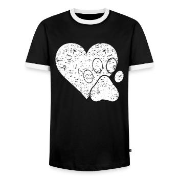 Paw heart - Men's Ringer Shirt - black/white - Front - AI Model Female 172 light (172cm) & AI Model Male 178 light (178cm)