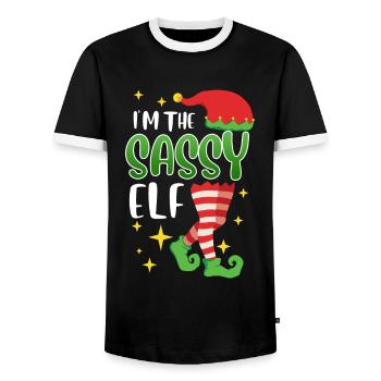 Freche Elfe Ich bin die sassy Elfe Nikolaus - Männer Kontrast-T-Shirt - Schwarz/Weiß - Vorne - AI Model Female 172 light (172cm) & AI Model Male 178 light (178cm)