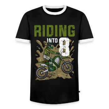 Fahren in 8 Dirt Bike Motocross Geburtstag - Männer Kontrast-T-Shirt - Schwarz/Weiß - Vorne - AI Model Female 172 light (172cm) & AI Model Male 178 light (178cm)