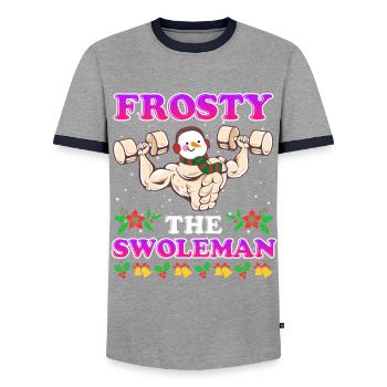 Bodybuilder Bonhomme de neige Frosty le Swoleman - T-shirt contrasté Homme - gris/marine  - Devant - AI Model Female 172 light (172cm) & AI Model Male 178 light (178cm)