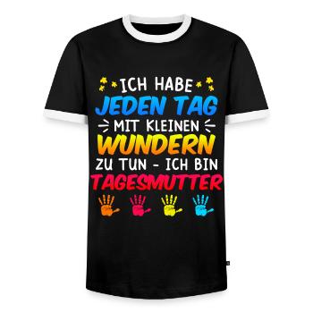 Ich habe jeden Tag mit Wundern zu tun Tagesmutter - Männer Kontrast-T-Shirt - Schwarz/Weiß - Vorne - AI Model Female 172 light (172cm) & AI Model Male 178 light (178cm)
