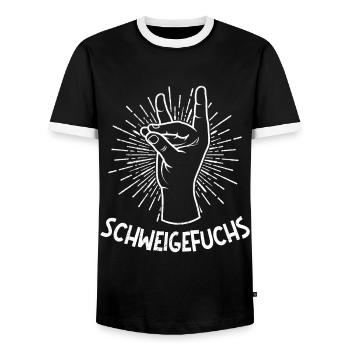 Ruhige Klasse Schweigefuchs ich bin Lehrer - Männer Kontrast-T-Shirt - Schwarz/Weiß - Vorne - AI Model Female 172 light (172cm) & AI Model Male 178 light (178cm)