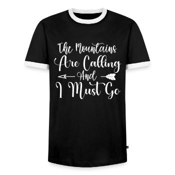 Les montagnes appellent chemise de randonnée - T-shirt contrasté Homme - noir/blanc - Devant - AI Model Female 172 light (172cm) & AI Model Male 178 light (178cm)