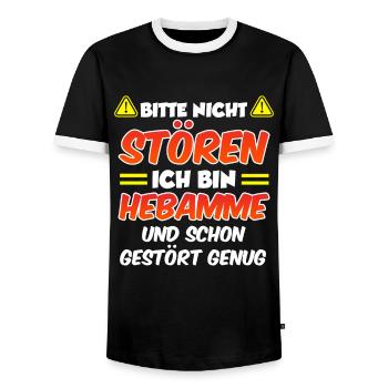 Bitte nicht stören ich bin die verrückte Hebamme - Männer Kontrast-T-Shirt - Schwarz/Weiß - Vorne - AI Model Female 172 light (172cm) & AI Model Male 178 light (178cm)
