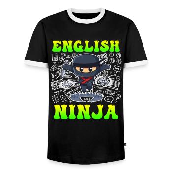 Englischlehrer Ninja ich bin Englisch Lehrer - Männer Kontrast-T-Shirt - Schwarz/Weiß - Vorne - AI Model Female 172 light (172cm) & AI Model Male 178 light (178cm)