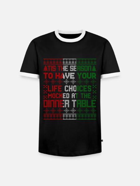 DIE JAHRESZEIT, DER LEBENSENTSCHEIDUNGEN - Männer Kontrast-T-Shirt - Schwarz/Weiß