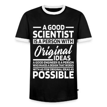 Wissenschaftler Ingenieur lustiger Spruch - Männer Kontrast-T-Shirt - Schwarz/Weiß - Vorne - AI Model Female 172 light (172cm) & AI Model Male 178 light (178cm)