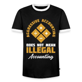 Aggressive Buchführung bedeutet nicht - Männer Kontrast-T-Shirt - Schwarz/Weiß - Vorne - AI Model Female 172 light (172cm) & AI Model Male 178 light (178cm)
