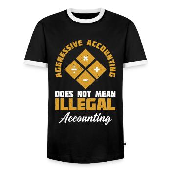 Aggressive Buchführung bedeutet nicht - Männer Kontrast-T-Shirt - Schwarz/Weiß - Vorne - AI Model Female 172 light (172cm) & AI Model Male 178 light (178cm)