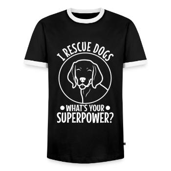 Je sauve les chiens quel est votre super-pouvoir - T-shirt contrasté Homme - noir/blanc - Devant - AI Model Female 172 light (172cm) & AI Model Male 178 light (178cm)