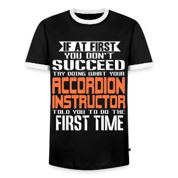 Si au début vous ne réussissez pas, essayez de faire de l’accordéon - T-shirt contrasté Homme - noir/blanc - Devant - AI Model Female 172 light (172cm) & AI Model Male 178 light (178cm)