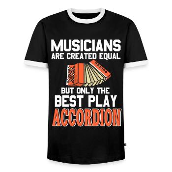 Les musiciens sont créés jeu égal Accordéon - T-shirt contrasté Homme - noir/blanc - Devant - AI Model Female 172 light (172cm) & AI Model Male 178 light (178cm)
