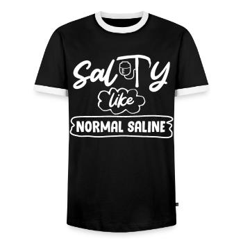 Salé comme nourrice saline - T-shirt contrasté Homme - noir/blanc - Devant - AI Model Female 172 light (172cm) & AI Model Male 178 light (178cm)