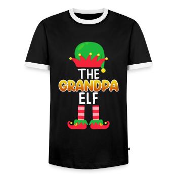 Opa Elfe Grandpa Elf - Men's Ringer Shirt - black/white - Front - AI Model Female 172 light (172cm) & AI Model Male 178 light (178cm)