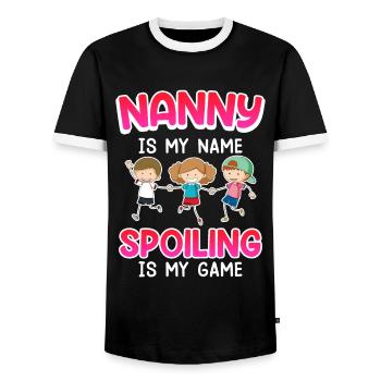 Avec moi tout le monde est gâté Je suis assistante maternelle - T-shirt contrasté Homme - noir/blanc - Devant - AI Model Female 172 light (172cm) & AI Model Male 178 light (178cm)